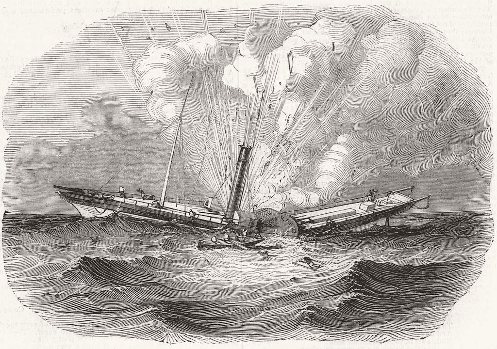 SHIPS. Loss of The Elberfeld steamer 1844 old antique vintage print picture